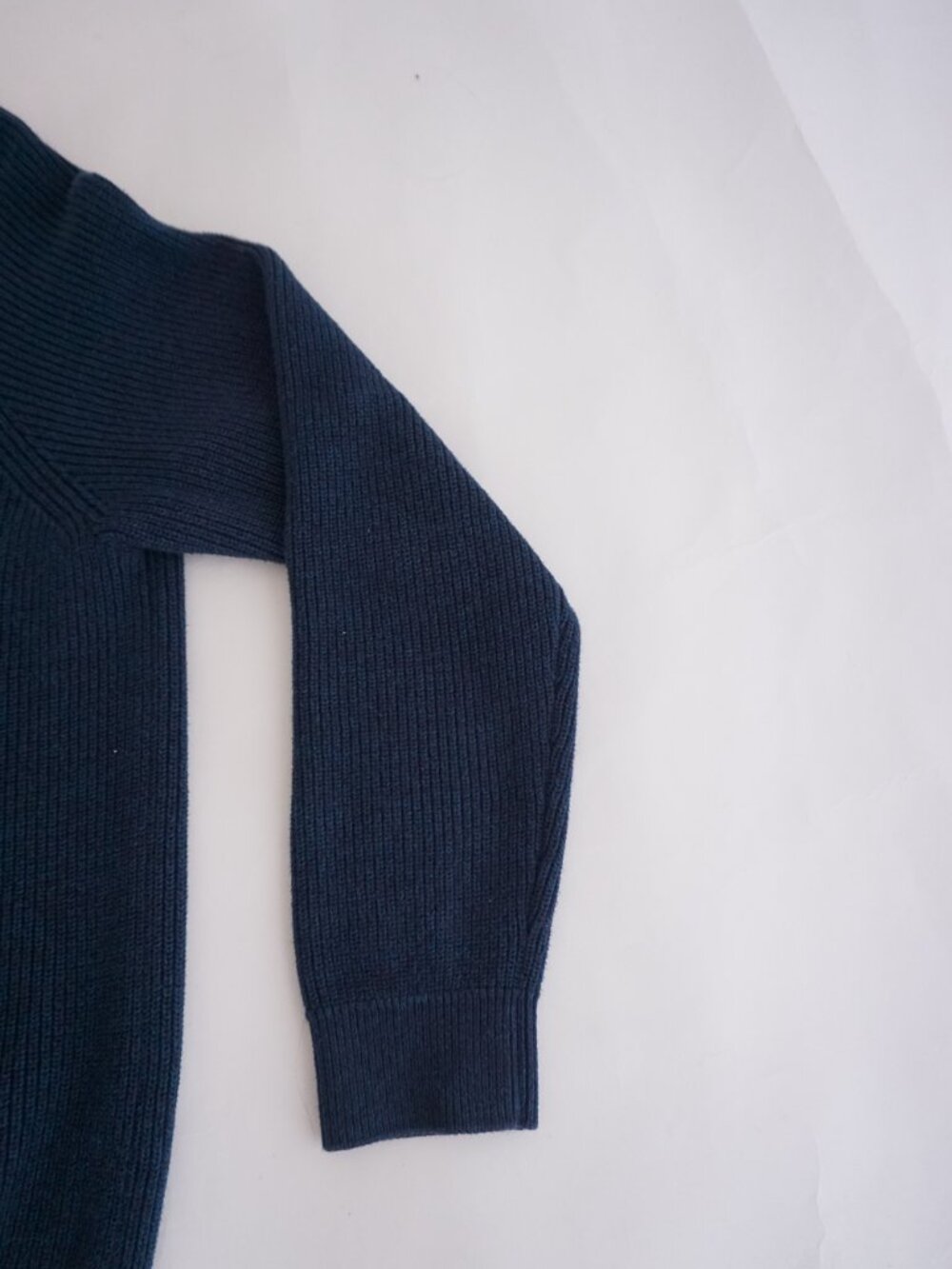 Denver Hayes Navy Rib Knit Minimalist Crewneck Pullover Sweater Cotton Blend L - Picture 5 of 9